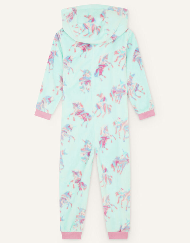 Ada Unicorn Print Sleepsuit, Blue (AQUA), large