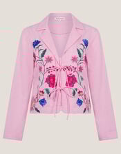 Agata Embroidered Tie Top, Pink (PINK), large