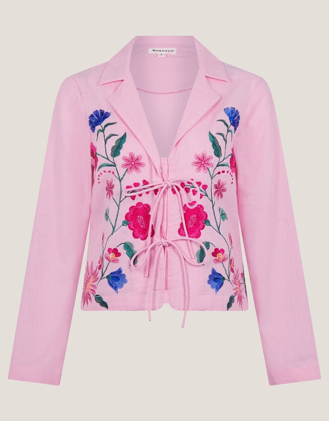 Agata Embroidered Tie Top, Pink (PINK), large