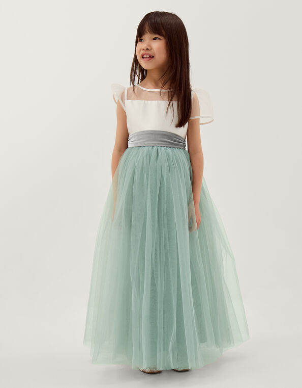 Velvet Bow Bridesmaid Dress, Green (SAGE), large