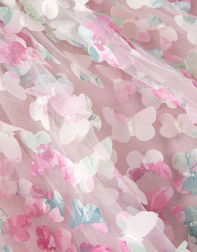 Aisha Appliqu&eacute; Butterfly Ruffle Party Dress, Multi (MULTI), large