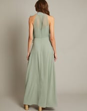 Monika Halter Chiffon Maxi Dress, Green (SAGE), large