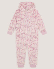 Glow In The Dark Bow Fleece Onesie, Pink (PINK), large