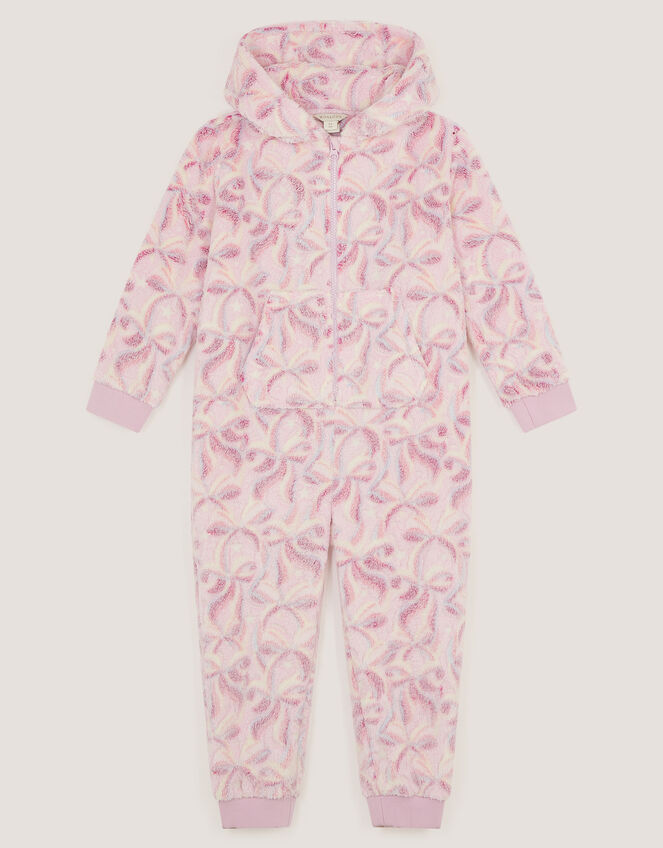 Glow In The Dark Bow Fleece Onesie, Pink (PINK), large