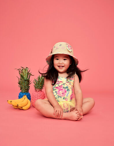 Baby Floral Tutu Swimsuit, Yellow (YELLOW), large