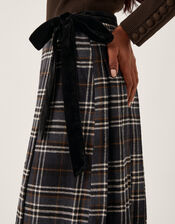 Rue Embellished Tartan Wrap Midi Skirt, Black (BLACK), large