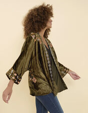 East Phoebe Embroidered Velvet Jacket, Green (GREEN), large
