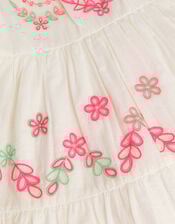 Floral Broderie Short Sleeve Dress, Multi (MULTI), large