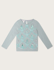 Long Sleeve Festive Top, Teal (TEAL), large