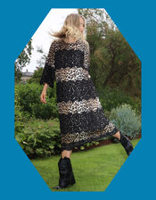 Crās Elina Leopard Print Lace Midi Dress, Leopard (LEOPARD), large