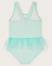 Baby Seersucker Stripe Tutu Swimsuit, Green (MINT), large