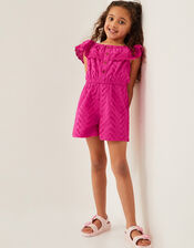 Broderie Ruffle Playsuit, Pink (PINK), large
