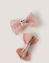 2-Pack Cherry Bow Hair Clips, , large