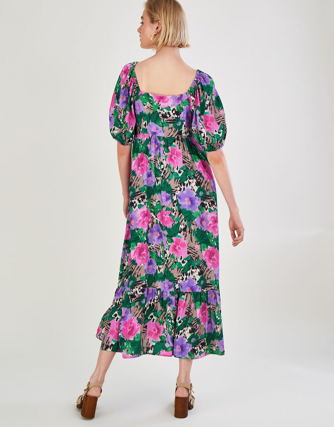 Effie Print Tea Dress in Sustainable Viscose, Camel (CAMEL), large