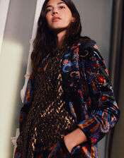 Rowan Paisley Stretch Velvet Jacket, Black (BLACK), large