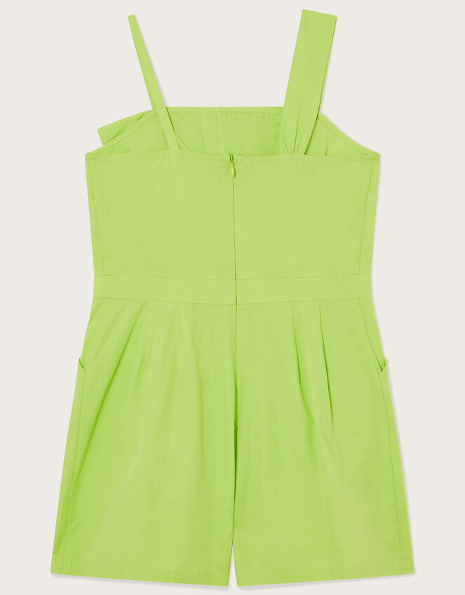 Asymmetric Straps Bow Playsuit , Green (LIME), large