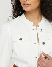 Fern Denim Jacket with Organic Cotton, White (WHITE), large
