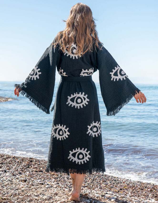 Meraki Beach Woodblock Print Kimono, , large
