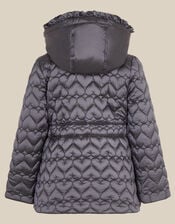 Heart Quilted Shower Resistant Coat, Blue (BLUE), large