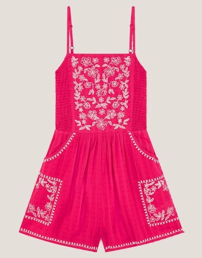 Floral Embroidered Playsuit, Pink (PINK), large