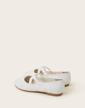 Elasticated Glitter Ballerina Flats, Ivory (IVORY), large