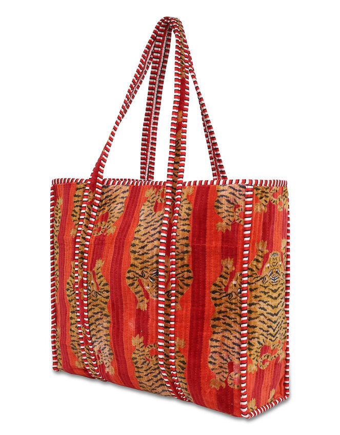 Conscious Yoga Collective Velvet Leopard Print Tote, Red (RED), large