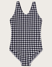 Gingham Strap Back Swimsuit, Black (BLACK), large