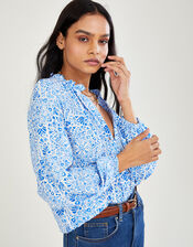 Josephine Geometric Print Blouse, Blue (BLUE), large