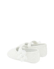 Baby Tiana Shimmer Lace Corsage Booties, Ivory (IVORY), large