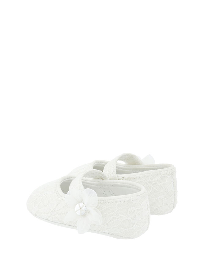 Baby Tiana Shimmer Lace Corsage Booties, Ivory (IVORY), large