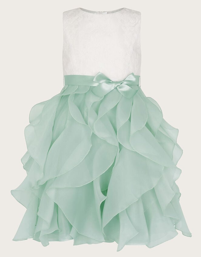 Lace Cancan Ruffle Dress, Green (SAGE), large
