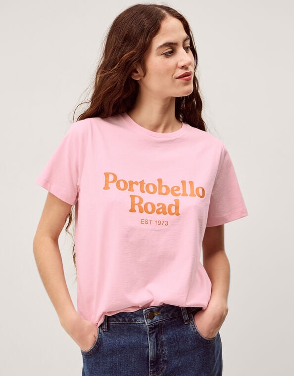 Portobello Road Slogan T-Shirt, Pink (PINK), large