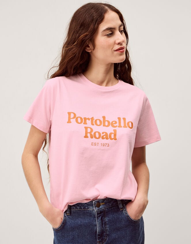 Portobello Road Slogan T-Shirt, Pink (PINK), large