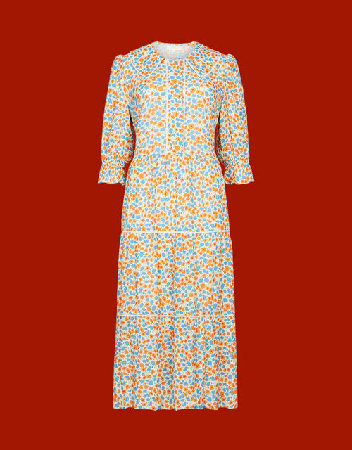 Mirla Beane Floral Bloom Tiered Midi Dress, Multi (MULTI), large