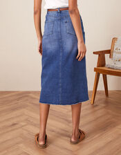 Sasha Denim Split Front Midi Skirt, Blue (DENIM BLUE), large