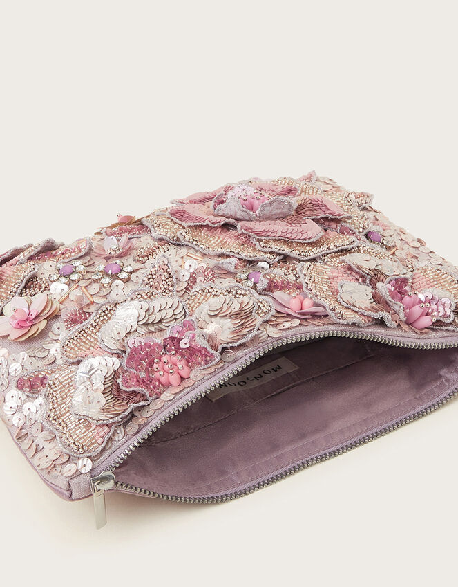 Hand-Embellished 3D Flower Pouch, , large