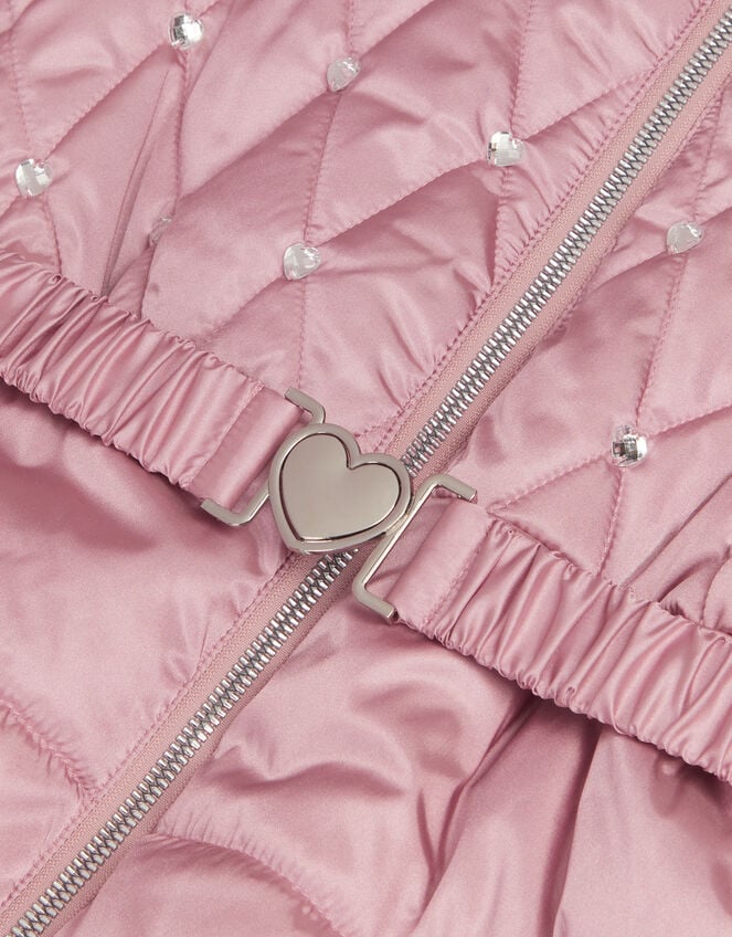Jewel Heart Quilted Padded Coat, Pink (PINK), large