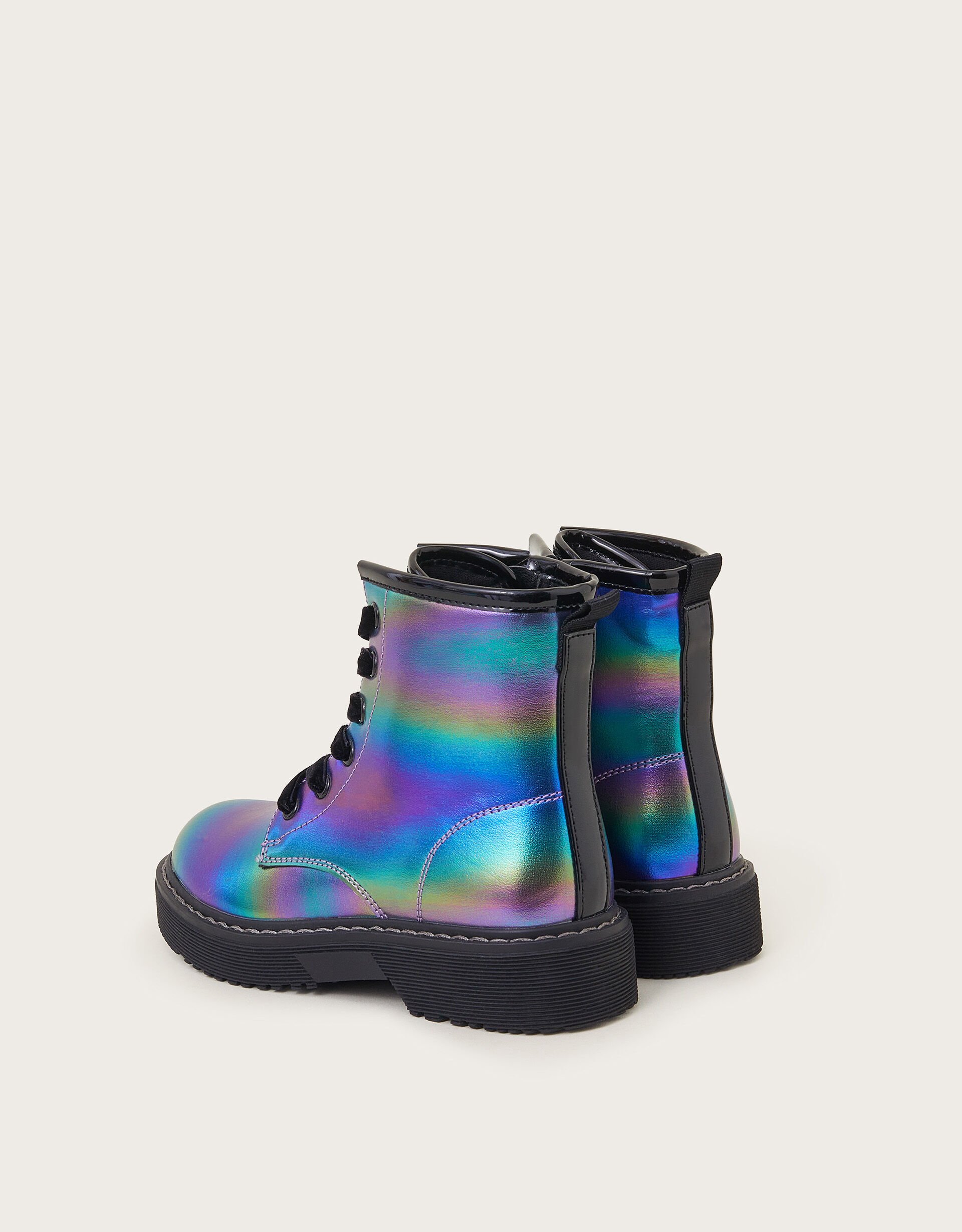 Metallic Rainbow Lace Up Boots Multi