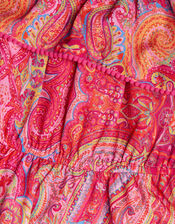 Paisley Hanky Hem Midi Dress, Orange (ORANGE), large