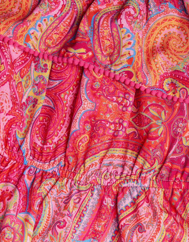 Paisley Hanky Hem Midi Dress, Orange (ORANGE), large