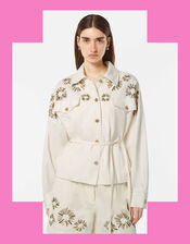 Scotch & Soda Embellished Belted Shacket, Ivory (IVORY), large
