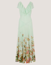Aimee Floral Print Ruffle Maxi Dress, Green (SAGE), large