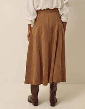 Josie Faux Suede Midi Skirt, Brown (BROWN), large