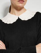 Cleo Pointelle Collar Jumper, Black (BLACK), large