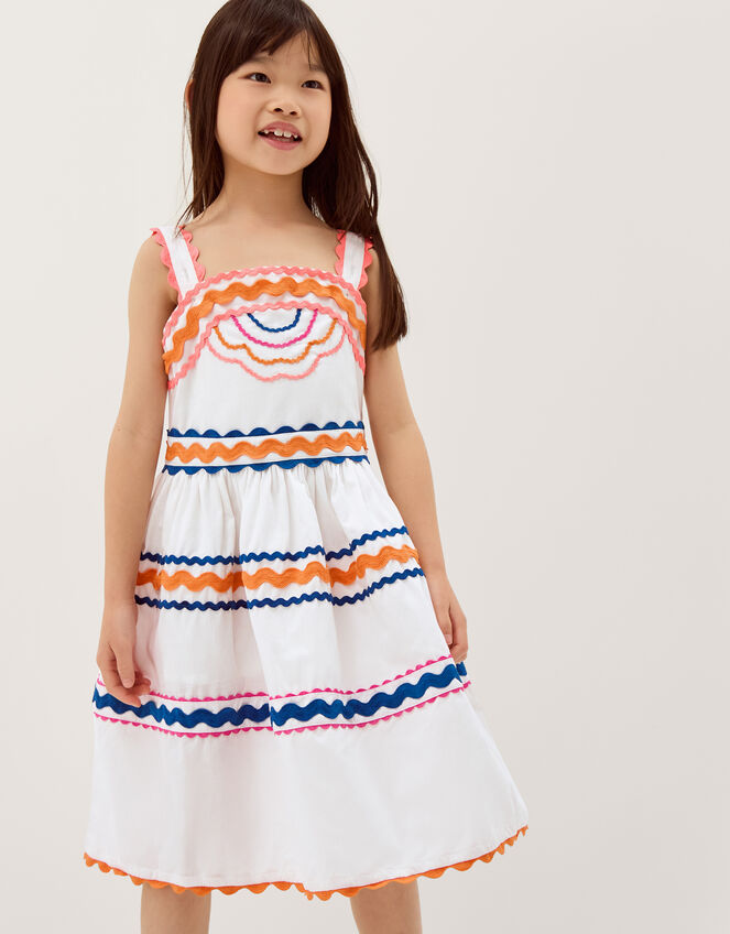White Ric Rac Png Ric Rac Embroidered Cotton Dress White | Girls' Dresses | Monsoon UK.
