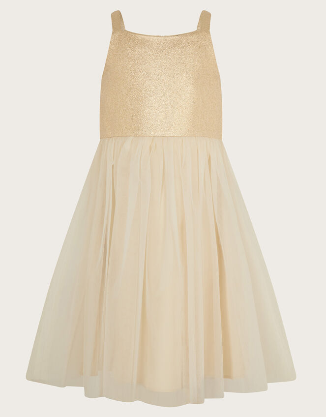2-in-1 Detachable Ruffle Skirt Dress, Gold (GOLD), large
