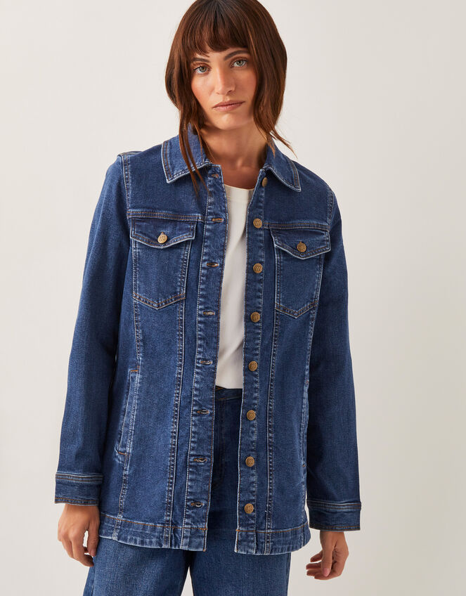 Misty Moon Blue Plaid Denim Jacket