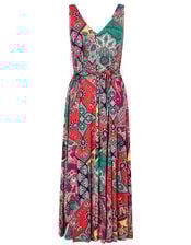 Carolyn Scarf Print Jersey Midi Dress, Pink (PINK), large