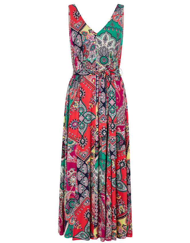 Carolyn Scarf Print Jersey Midi Dress, Pink (PINK), large