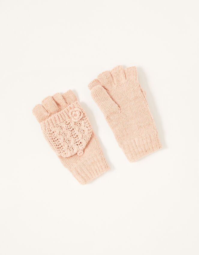 Daisy Sparkle Capped Gloves, Pink (PINK), large